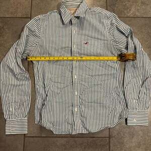 Hollister California Blue and White Striped Button Down Shirt
